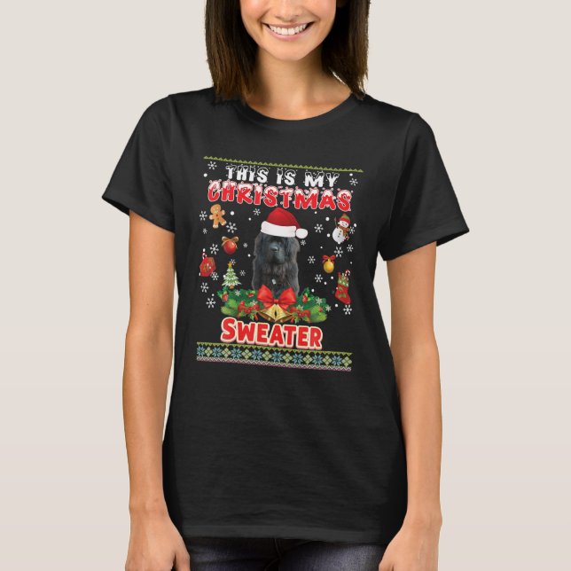 Det här är min julsötare Newfoundland Hund Ugly T Shirt (Framsida)