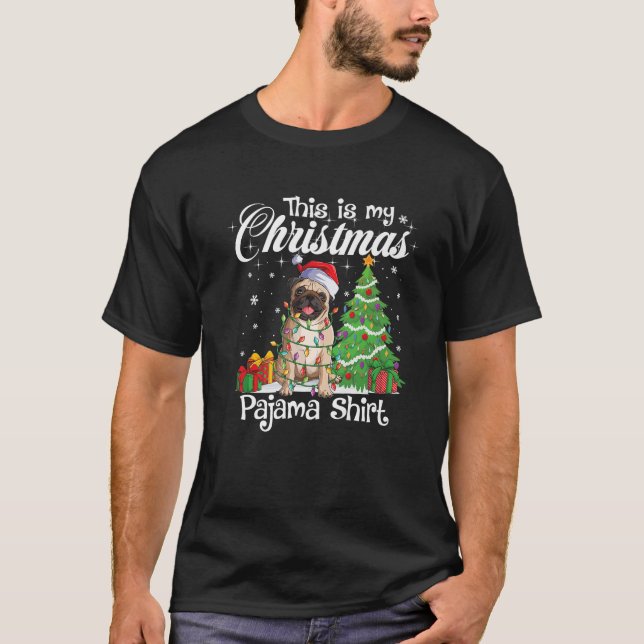 Det här är min jultomte Pajama Funny Pug Hund T Shirt (Framsida)