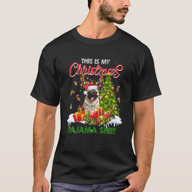 Det här är min jultomtedräkt Pajama Pug Hund T Shirt (Framsida)