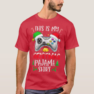 Det här är min julvideo Pajama Santa Hat Gamer  T Shirt