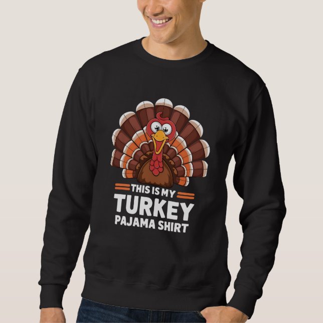 Det här är min kalkonpyjamas tackgivandeshirt  lång ärmad tröja (Framsida)