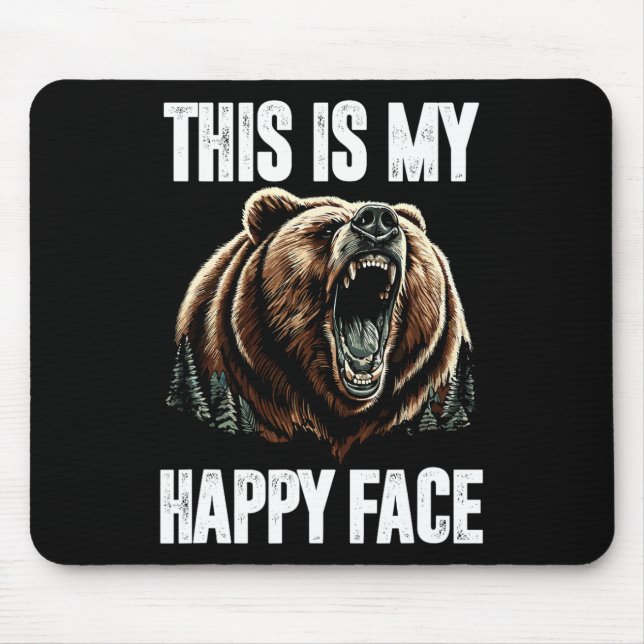 Det här är min Lycklig Ansikte Bear Funny Grizzly  Musmatta (Framsidan)