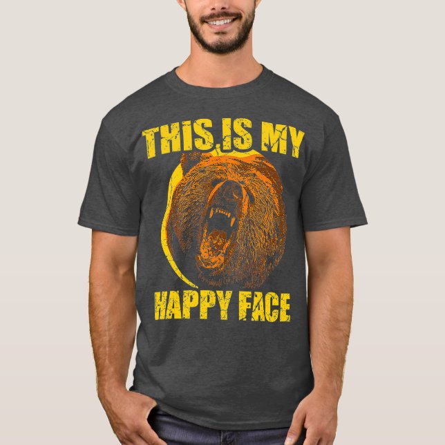 Det här är min Lycklig Ansikte Bear Funny Grizzly T Shirt (Framsida)