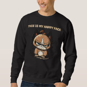 Det här är min Lycklig Ansikte Cat Grumpy Tired Lång Ärmad Tröja
