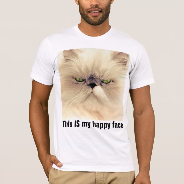 Det här är min lycklig ansikte, grumpy Cat T-shirt (Framsida)