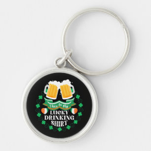 Det här är min lyckliga drickande öl St. Patrick's Rund Silverfärgad Nyckelring