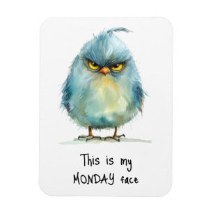 Det här är min måndag Ansikte Grumpy Bird Fridge Magnet