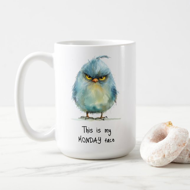 Det här är min måndag Ansikte Grumpy Bird Kaffemugg (Med munk)