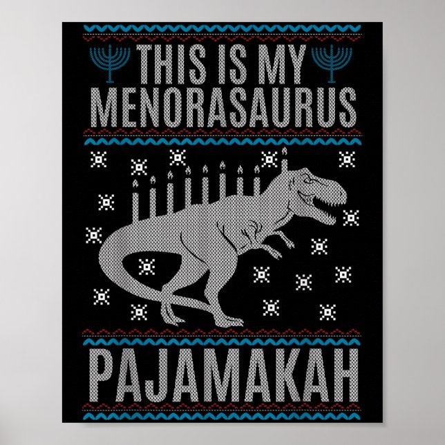 Det här är min Menorah-saurus Lycklig Hanukkah Din Poster (Framsidan)