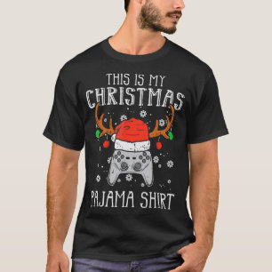 Det här är min Pajama Gamer Julafton PJs Boys M T Shirt