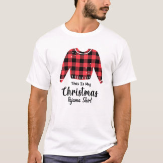 Det här är min Pajama Julafton Buffalo Print Pla T Shirt