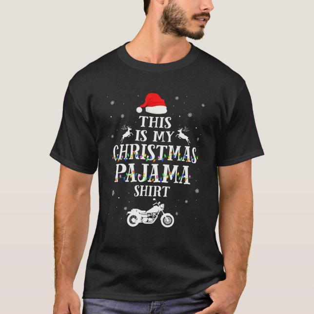 Det här är min Pajama-motorcykel Julafton Ljus T Shirt (Framsida)