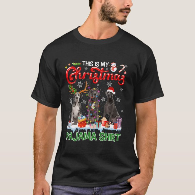Det här är min Pajamas Shirt Santa Great dane Hund T (Framsida)