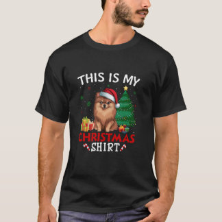 Det här är min Pomeranska Hund Santa Hat jul Paja T Shirt
