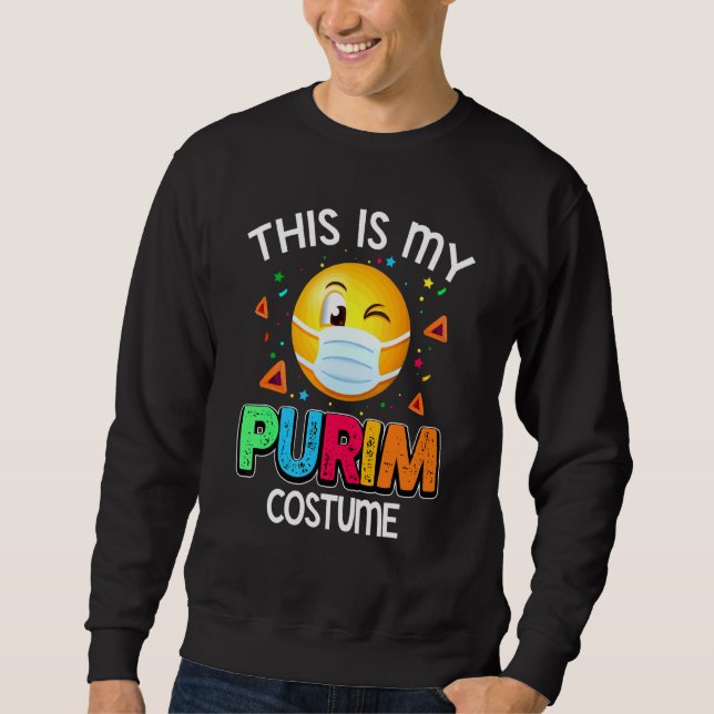 Det här är min purim Costume Funny judisk Ansikte- Lång Ärmad Tröja (Framsida)