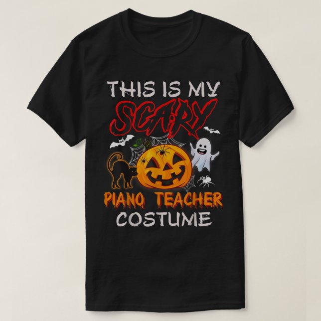 Det här är min Scary Piano Teacher Costume Pumpkin T Shirt (Design framsida)