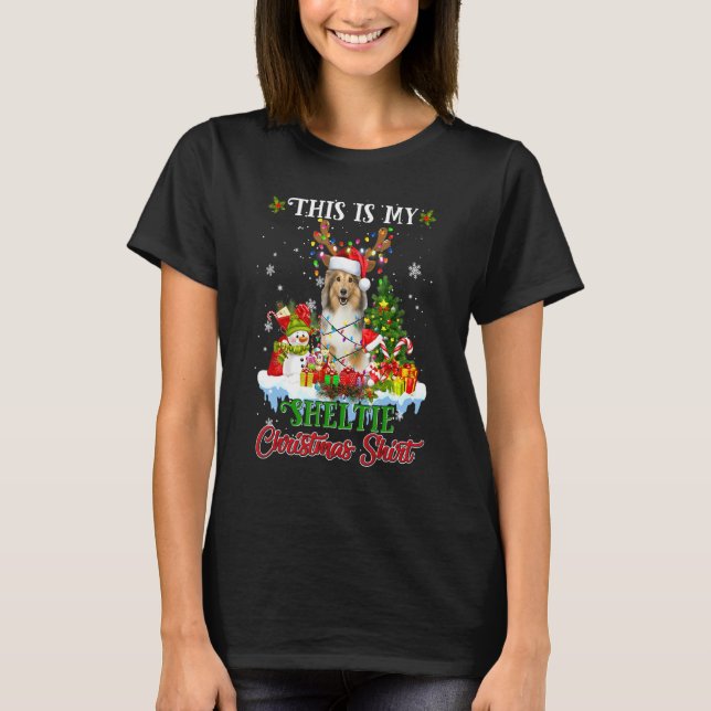 Det här är min Sheltie-jul Rolig hund Santa Julaft T Shirt (Framsida)