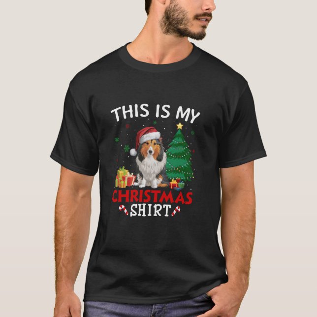 Det här är min Shetland Sheepdog Hund Santa Hat Ch T Shirt (Framsida)