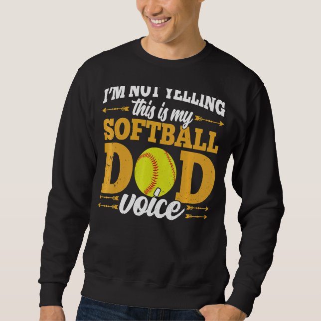 Det här är min Softball Pappa Voice Kärlek Lång Ärmad Tröja (Framsida)