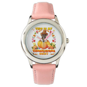 Det här är min Thanksgiving Boxer Hund Pumpkin Pet Armbandsur