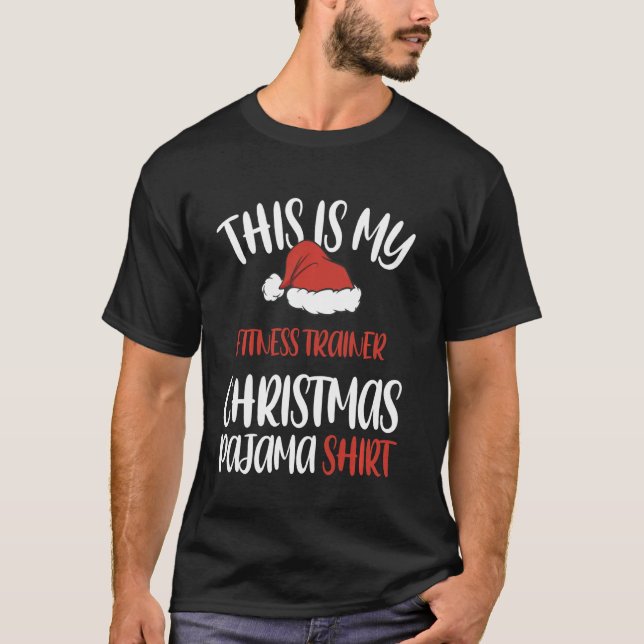 Det här är min tränare jul Pajama Santa T Shirt (Framsida)