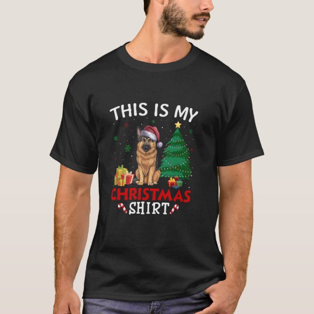 Det här är min tyska Shepherd Hund Santa Hat jul T Shirt (Framsida)