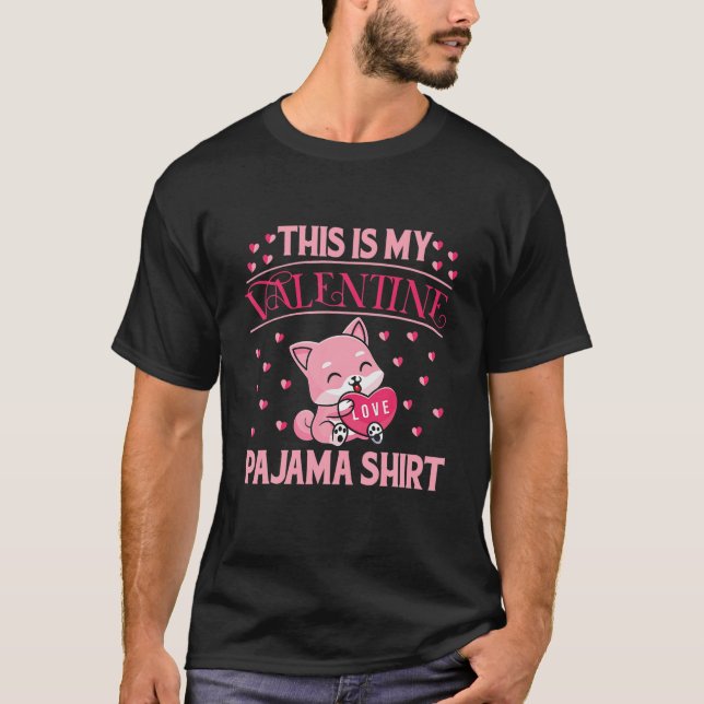 Det här är min Valentine Pajama Cat T Shirt (Framsida)