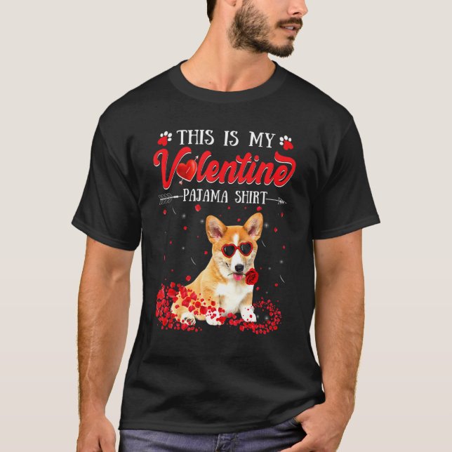 Det här är min Valentine Pajama Corgi T Shirt (Framsida)