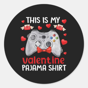Det här är min Valentine Pajama Gamer Video Games Runt Klistermärke