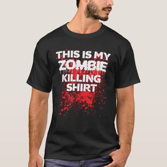 Det här är min zombie som dödar Funny Halloween Zo T Shirt (Framsida)