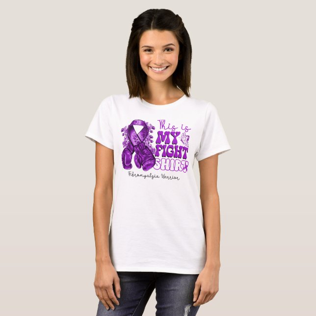 Det här är mina Fight FibromyalgiaWarrior Boxing-h T Shirt (Hel framsida)