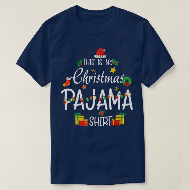 Det här är mitt julljus Pajama Santa Hat Julafton T Shirt (Design framsida)