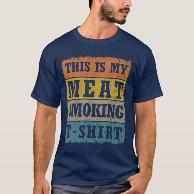 Det här är mitt Kött Rökning T-Shirt Retro BBQ Gri (Framsida)