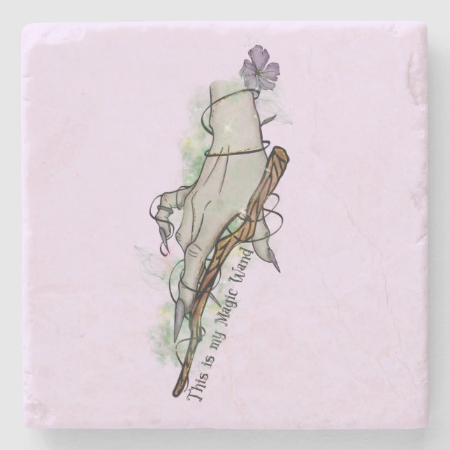 Det här är mitt magiska Trollspö - Gothic Witch Ha Stenunderlägg (Framsidan)