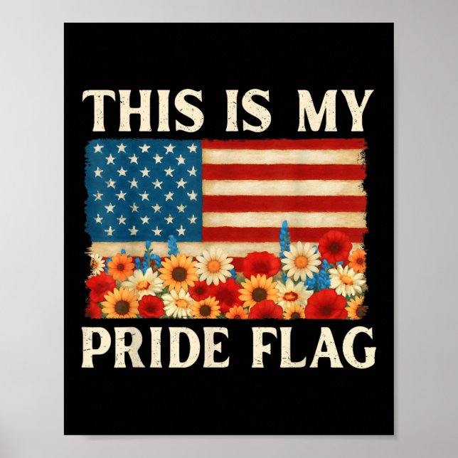 Det här är mitt Pride Flagga Boho Blommigt USA fla Poster (Framsidan)