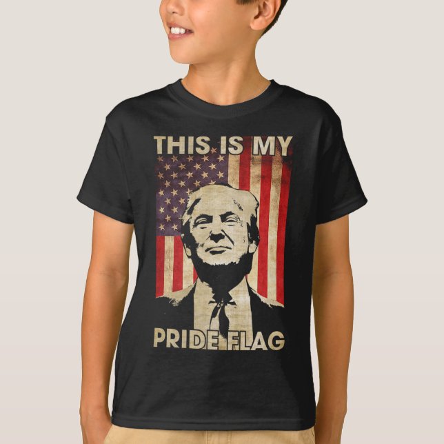 Det här är mitt Pride Flagga Trump American Flagga T Shirt (Framsida)