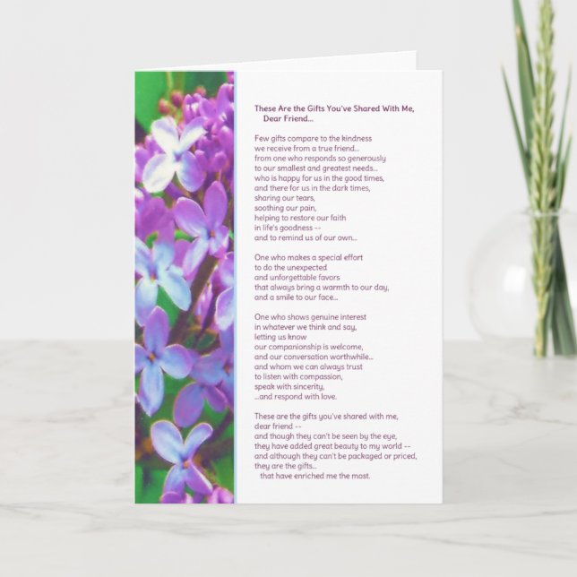 Det här är presenterna du har delat...Vänskap Tack Kort (Framsida)