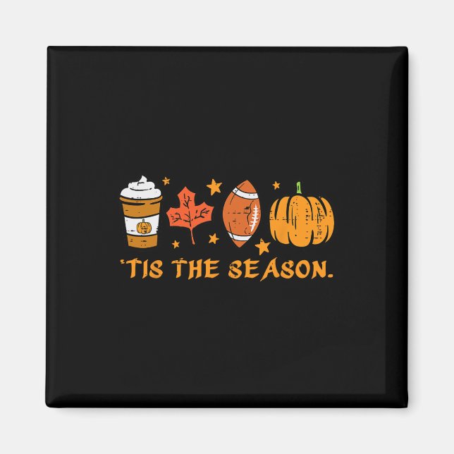 Det här är säsong Fotbollsbölden Pumpkin Spice Man Magnet (Framsidan)