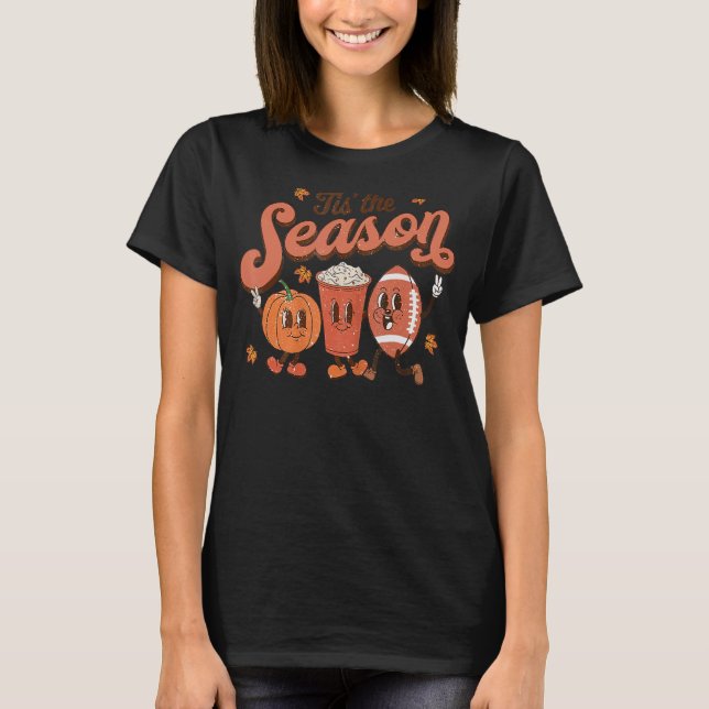 Det här är säsong-fotbollspumpan Löv Latte Fall Th T Shirt (Framsida)