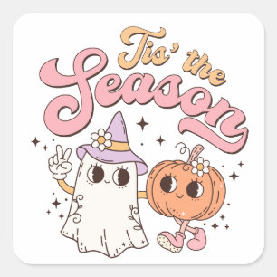 Det här är säsong Halloween Pumpkin och Ghost Fyrkantigt Klistermärke