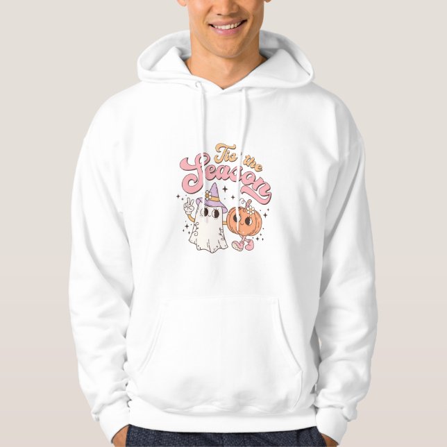 Det här är säsong Halloween Pumpkin och Ghost Hoodie (Framsida)