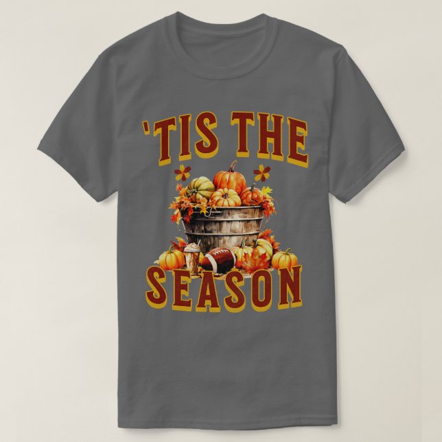 Det här är säsong Latte Pumpkin Halloween Fall Sea T Shirt (Design framsida)
