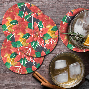 Det här är säsong Poinsettia-Helgdag Underlägg Papper Rund