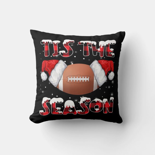 Det här är säsong Santa Hat Football Red Play Jesu Kudde (Framsida)