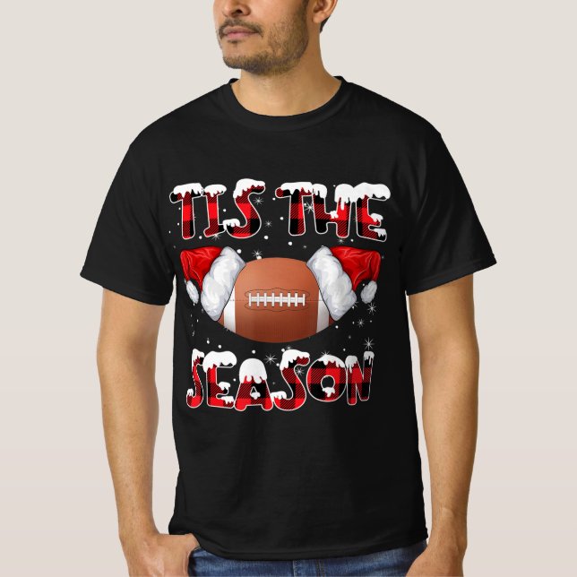 Det här är säsong Santa Hat Football Red Play Jesu T Shirt (Framsida)