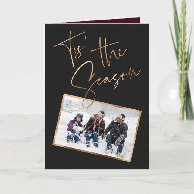 Det här är säsong, svart, minimalt foto jul kort (Framsida)