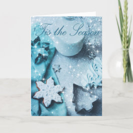 Det här är säsongen Blue Glitter jul Helgkort