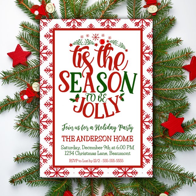 Det här är säsongen då vi ska vara jul i Party Inbjudningar (Tis The Season To Be Jolly Christmas Party Invitation)