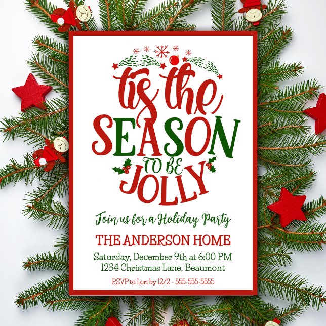 Det här är säsongen för att bli en god Roligt jul  Inbjudningar (Tis The Season To Be Jolly Fun Christmas Party Invitation)