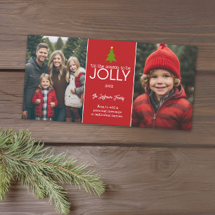 Det här är säsongen för JOLLY - 2 Photo Collage Julkort